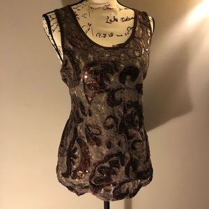 BKE Boutique brown lace tank
